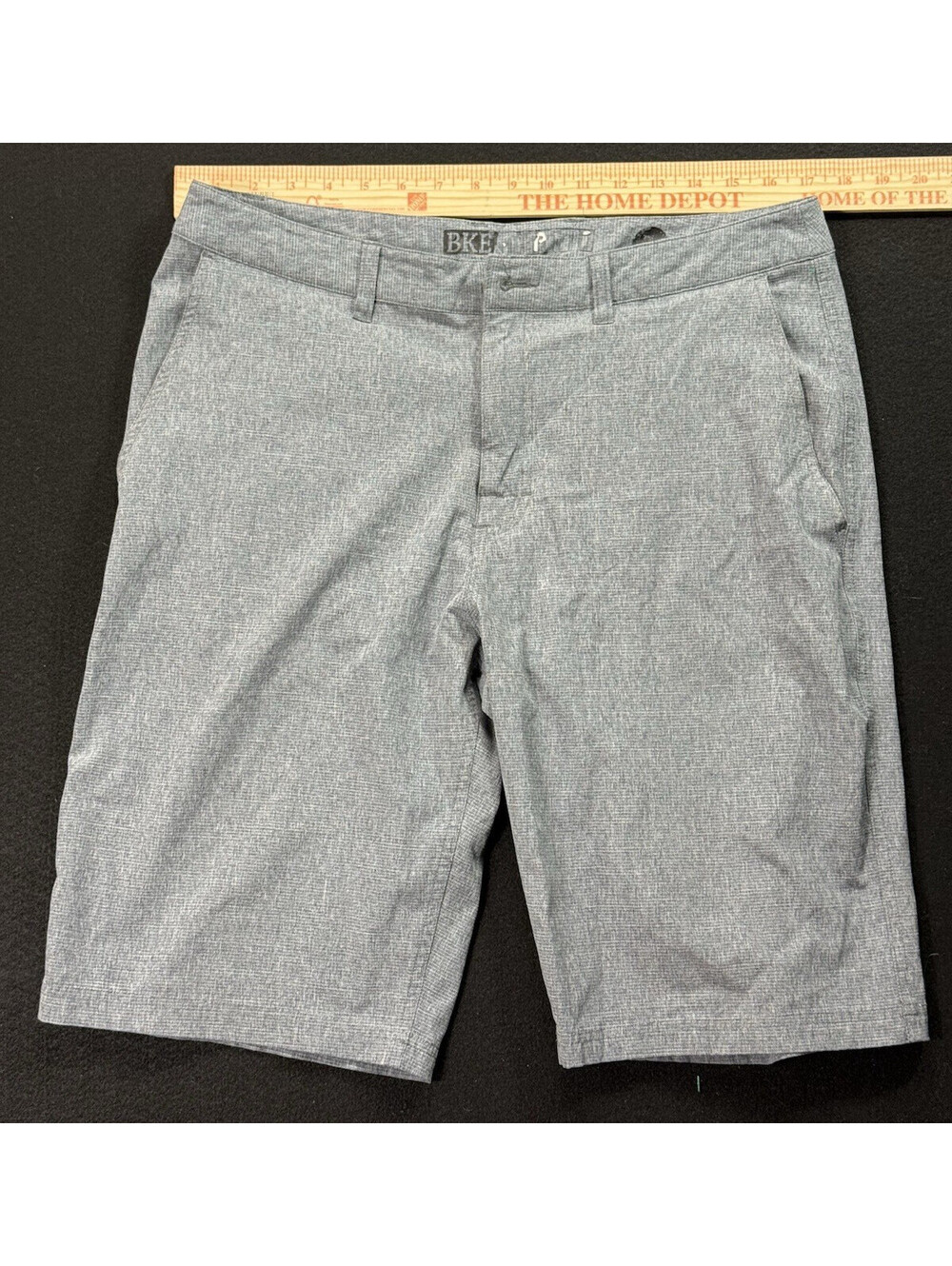 BKE Men’s Gray Chino Shorts Flat Front Solid Zip Closure Slash Pockets Stretch